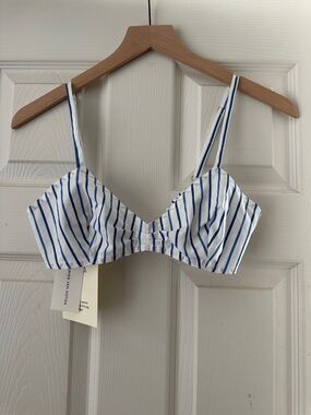 Dries Van Noten Centina Blue and White Striped Bralette